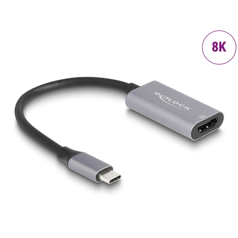 DELOCK USB 3.0 Type C HDMI 2.1 Átalakító Szürke-Fekete 15cm 60021
