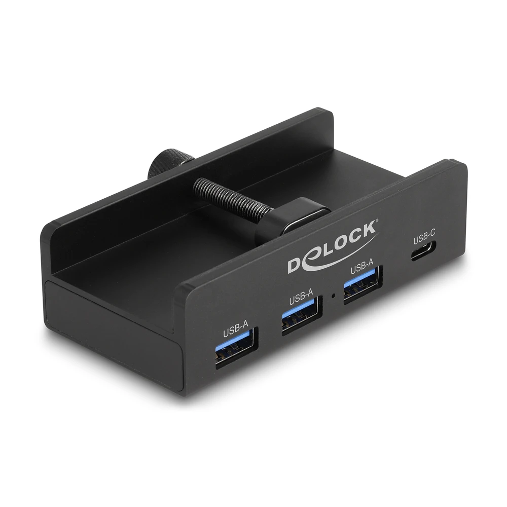 DELOCK External USB 5 Gbps 4 Port Hubon keresztül 3 x A-type USB and 1 x USB Type-C-k closing csavarmenettel