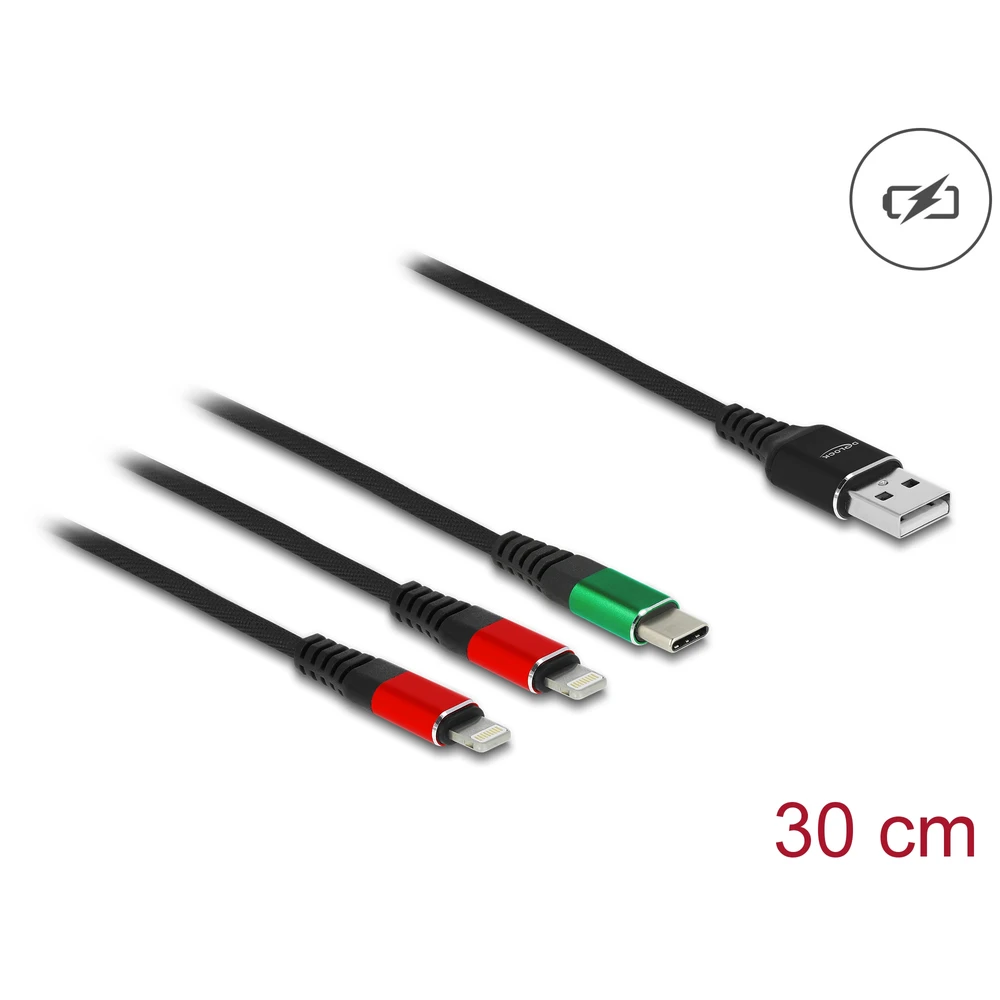 DELOCK USB Lightning + USB Type C Átalakító Fekete 30cm 87881