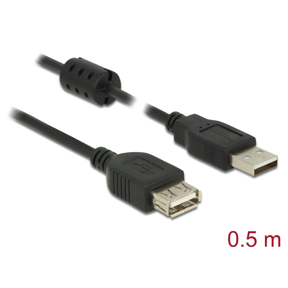 DELOCK USB Extension cord Black 50cm 84882