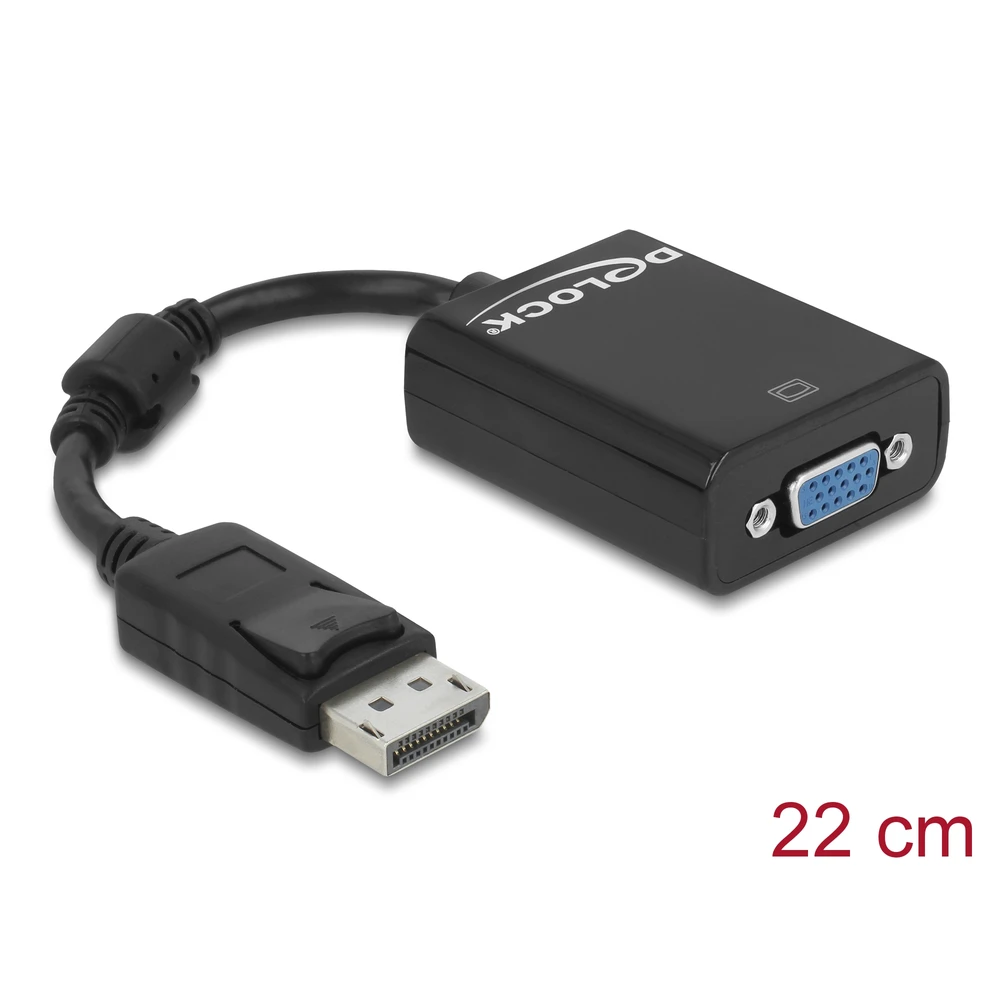 DELOCK DisplayPort 1.2/1.2a VGA/D-Sub Converter Black 22cm 61848