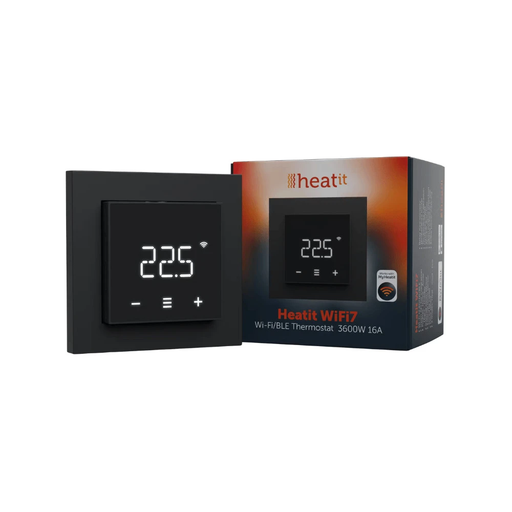 HEATIT Termostat WiFi7 Wi-Fi Bluetooth crno 5430546