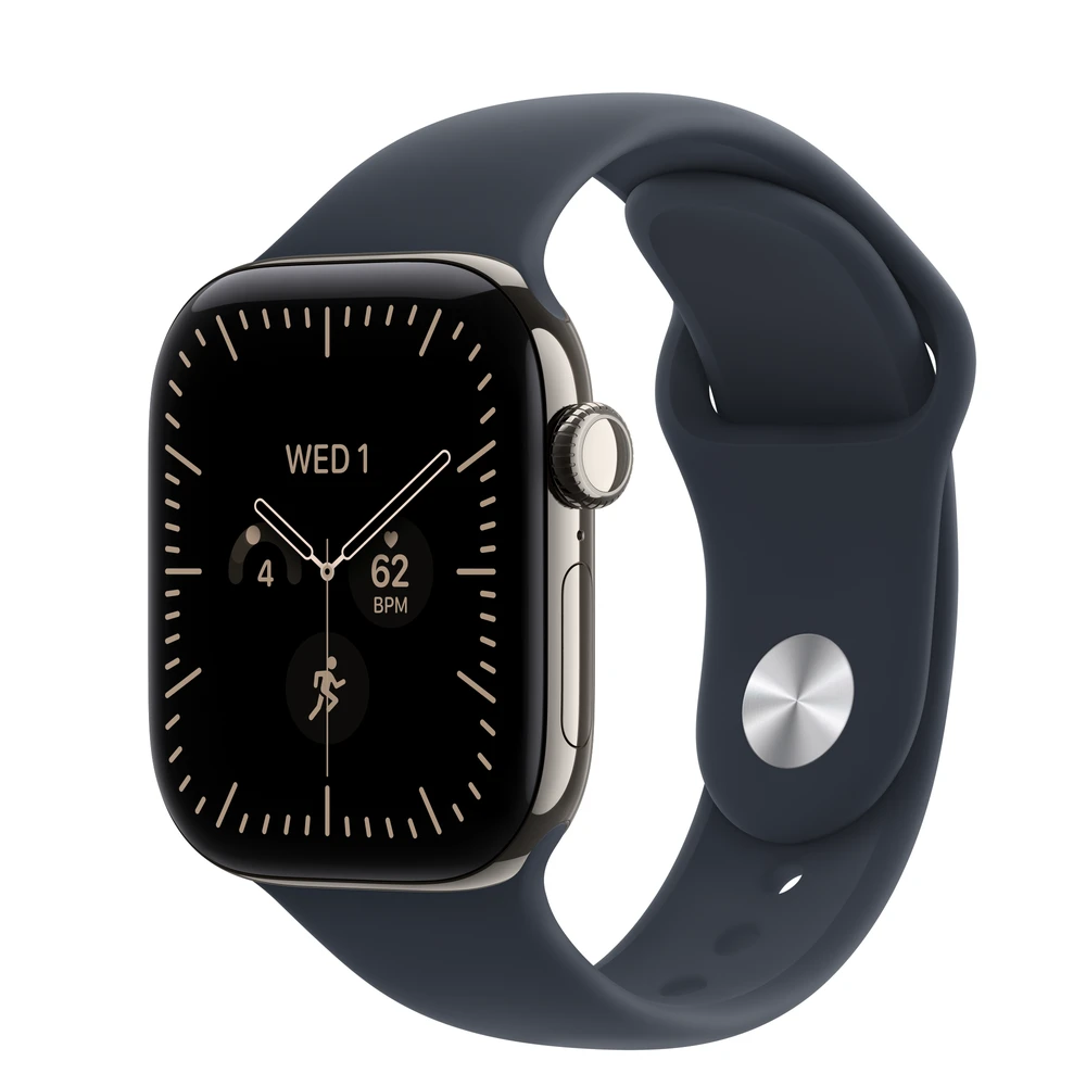 APPLE Watch Series 12 GPS + Cellular 42mm natúr titán tok tengerészkék sportszíj S/M mjgf4mp/a