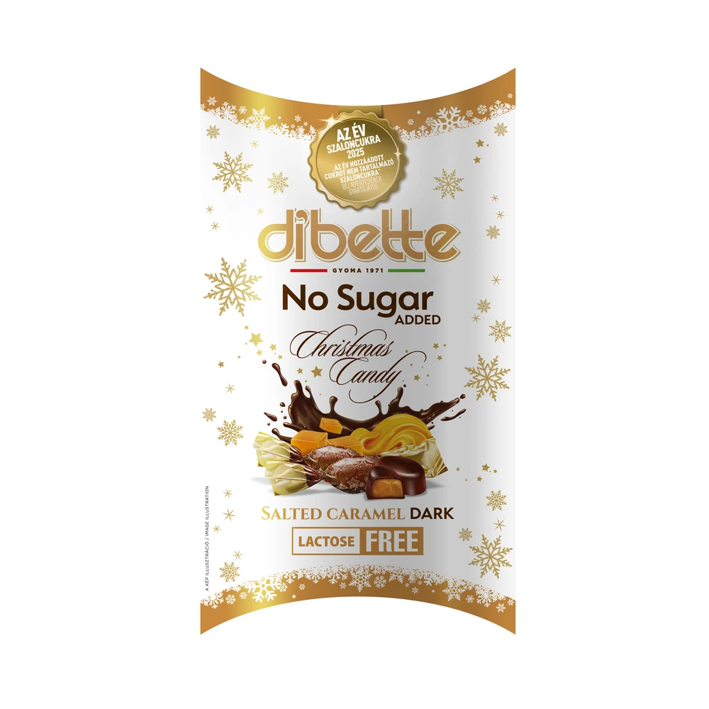 DIBETTE Nas sós karamellás krémmel étcsokoládé szaloncukor 220g