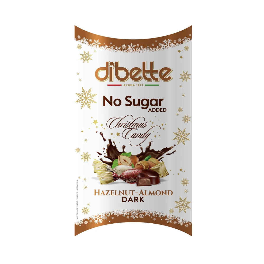 DIBETTE Nas hazelnut mandulás charged étcsokoládé szaloncukor 250g