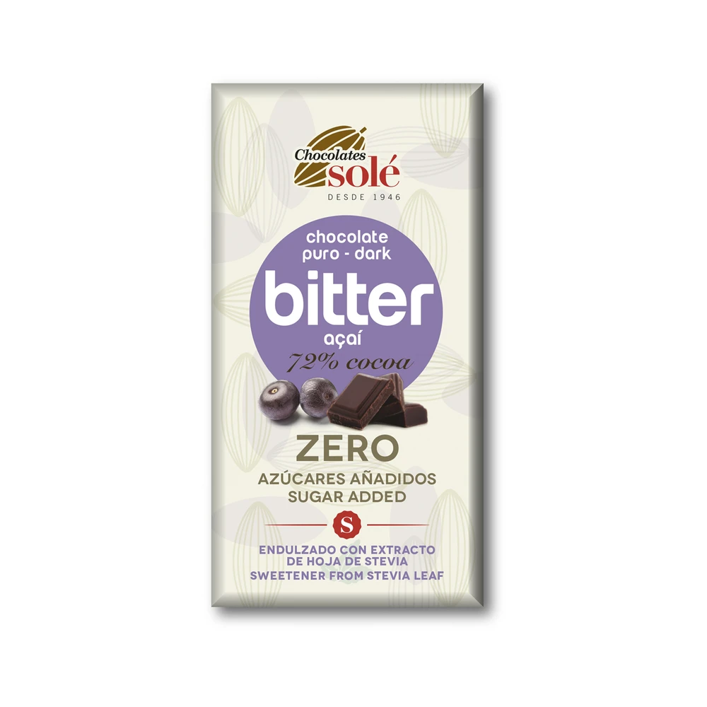 SOLE Zero étcsokoládé 72% keto acai berries 100 g
