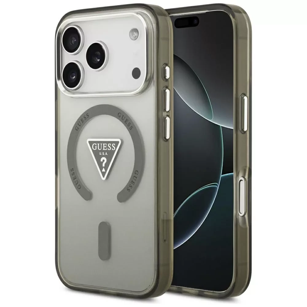 GUESS IML Gradient Triangle Logo MagSafe case iPhone 17 Pro khaki GUHMP17LHGTMLCGA