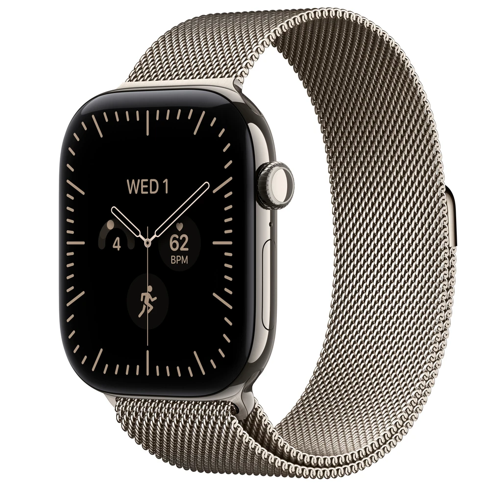 APPLE Watch Series 12 GPS + Cellular 46mm natúr titán tok natúr milánói szíj S/M mjgp4mp/a