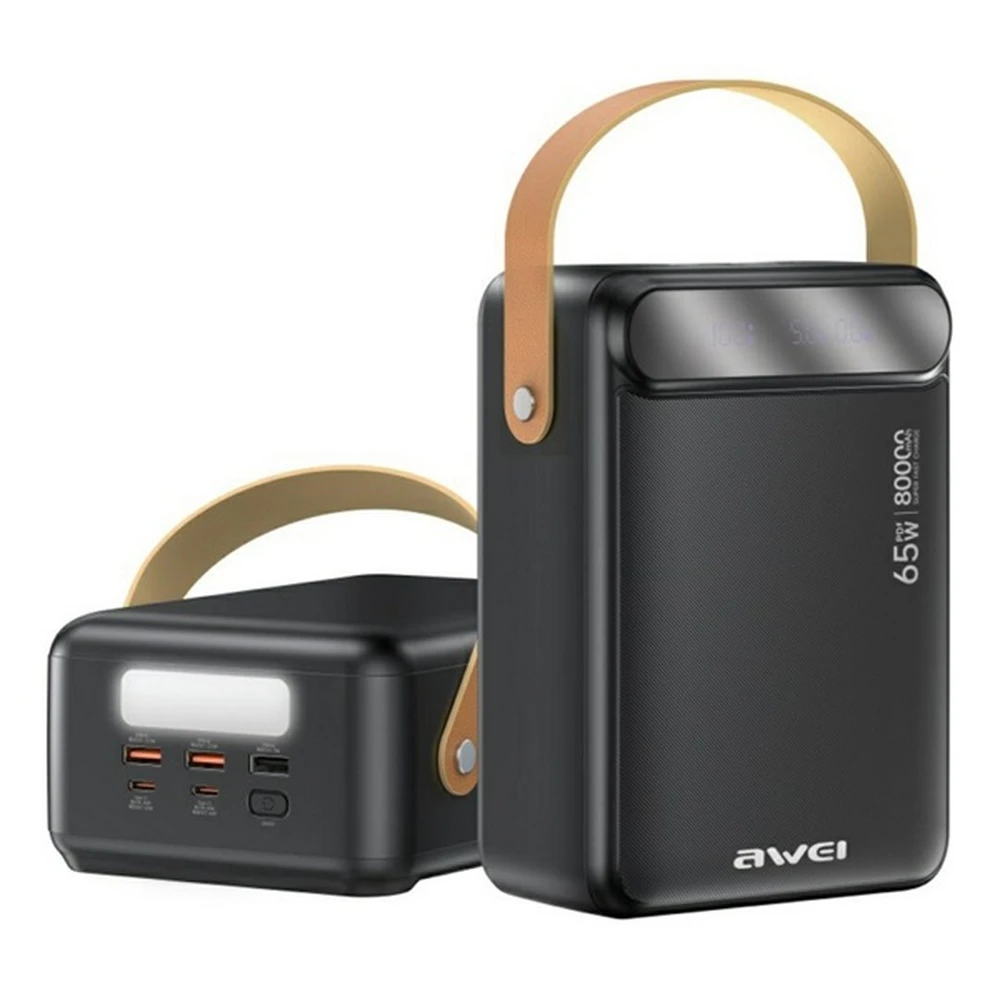 AWEI PA-83 emergency charger 3 USB+2 Type-C outlet 80000mAh 65W black