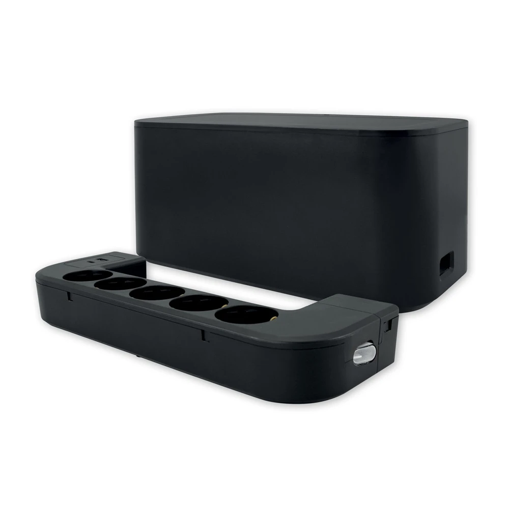 COMMEL Kabelmanagement Verteiler 5 Steckdose USB A+C 1.5m schwarz 234-502