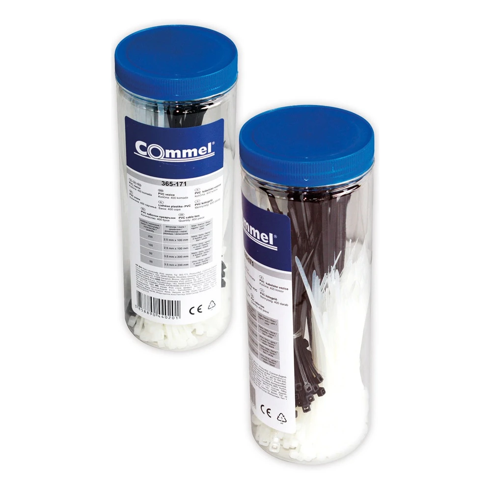 COMMEL Kabelbinder Lager 400 pcs schwarz und Weiß 365-171