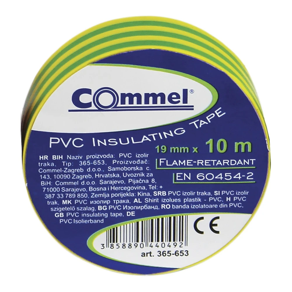 COMMEL Isolierband 19mm x 10m Grün Gelb 365-653