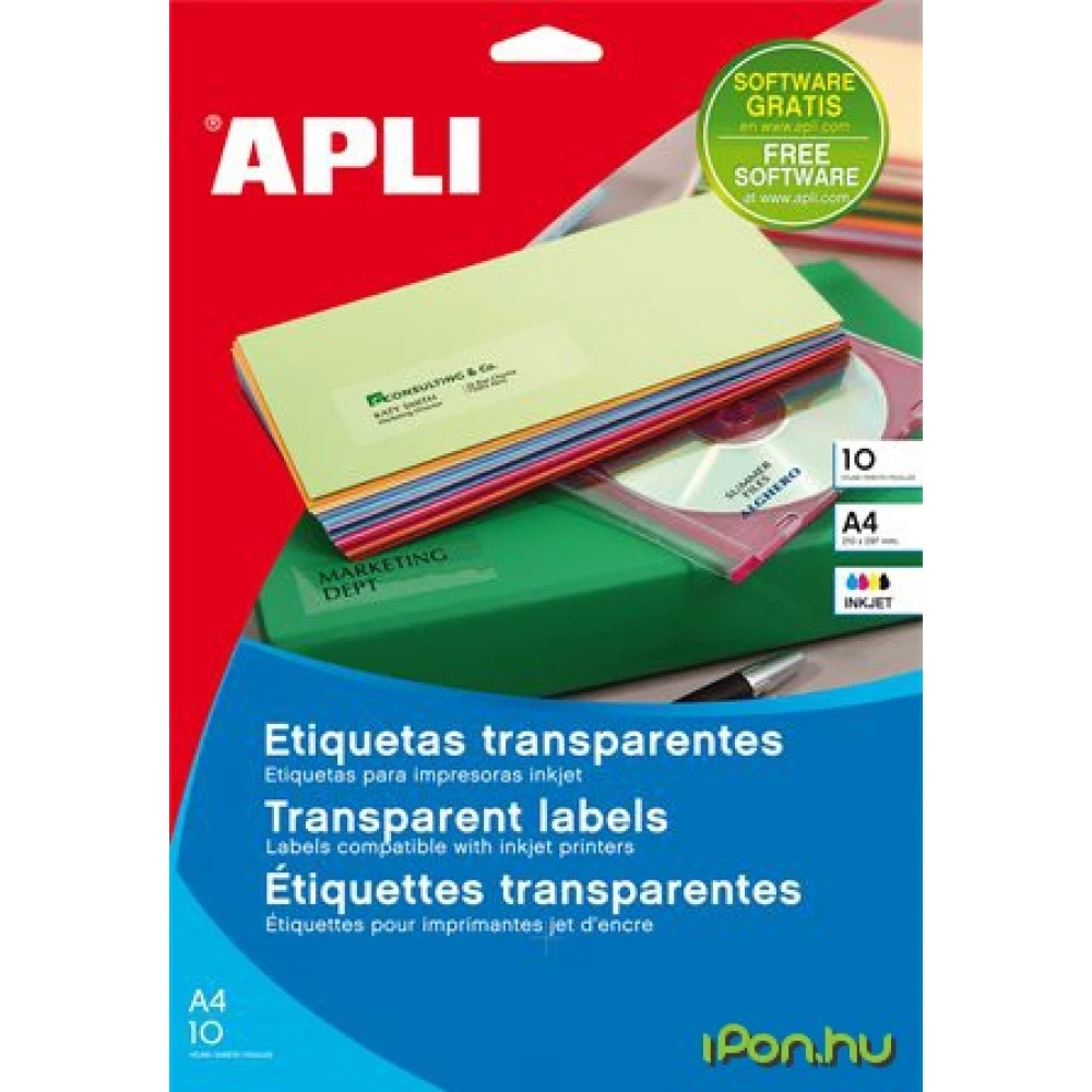 APLI Etikett 105x148 mm poliészter átlátszó 40 etikett/csomag