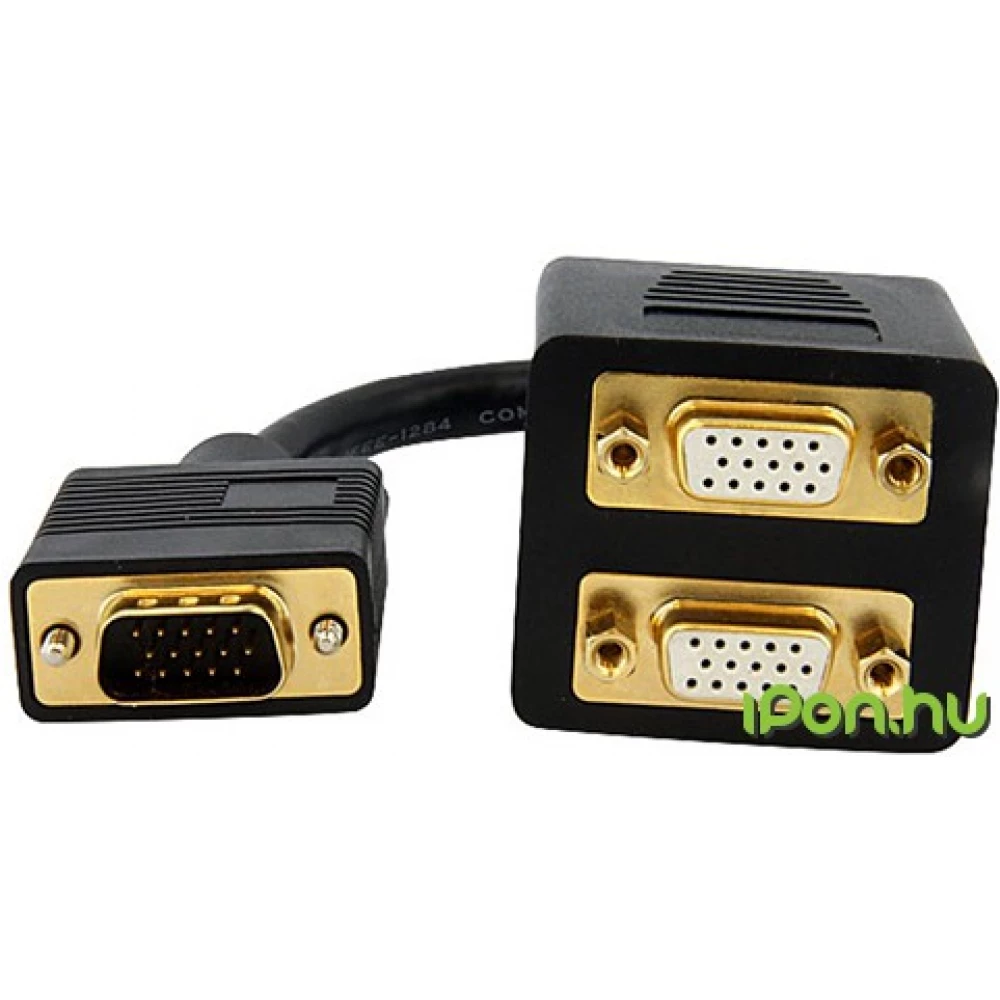 15 Pin D-SUB VGA & S/VGA 1 to 2 SPLITTER CABLE CONNECTOR GOLD PLATED 