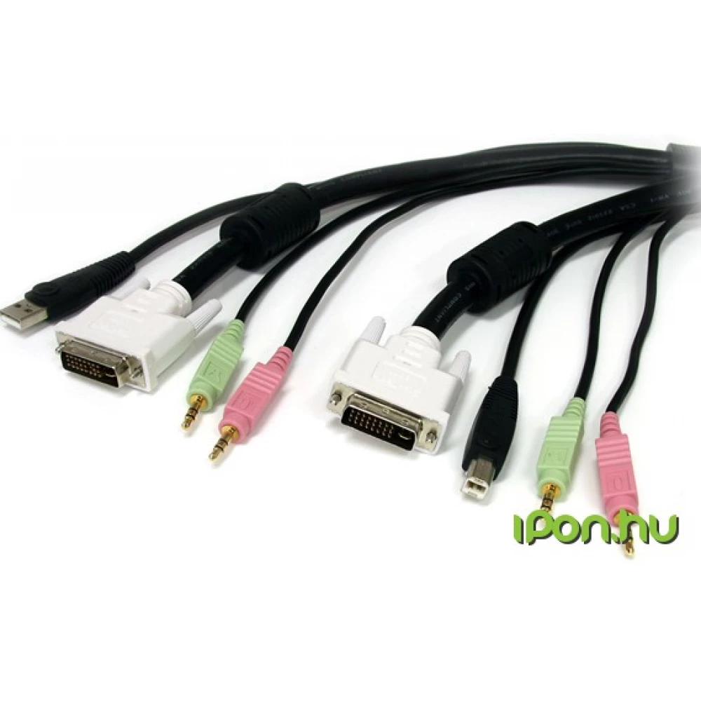 STARTECH USBDVI4N1A6 6 ft 4-in-1 USB DVI KVM Cable with Audio and Microphone