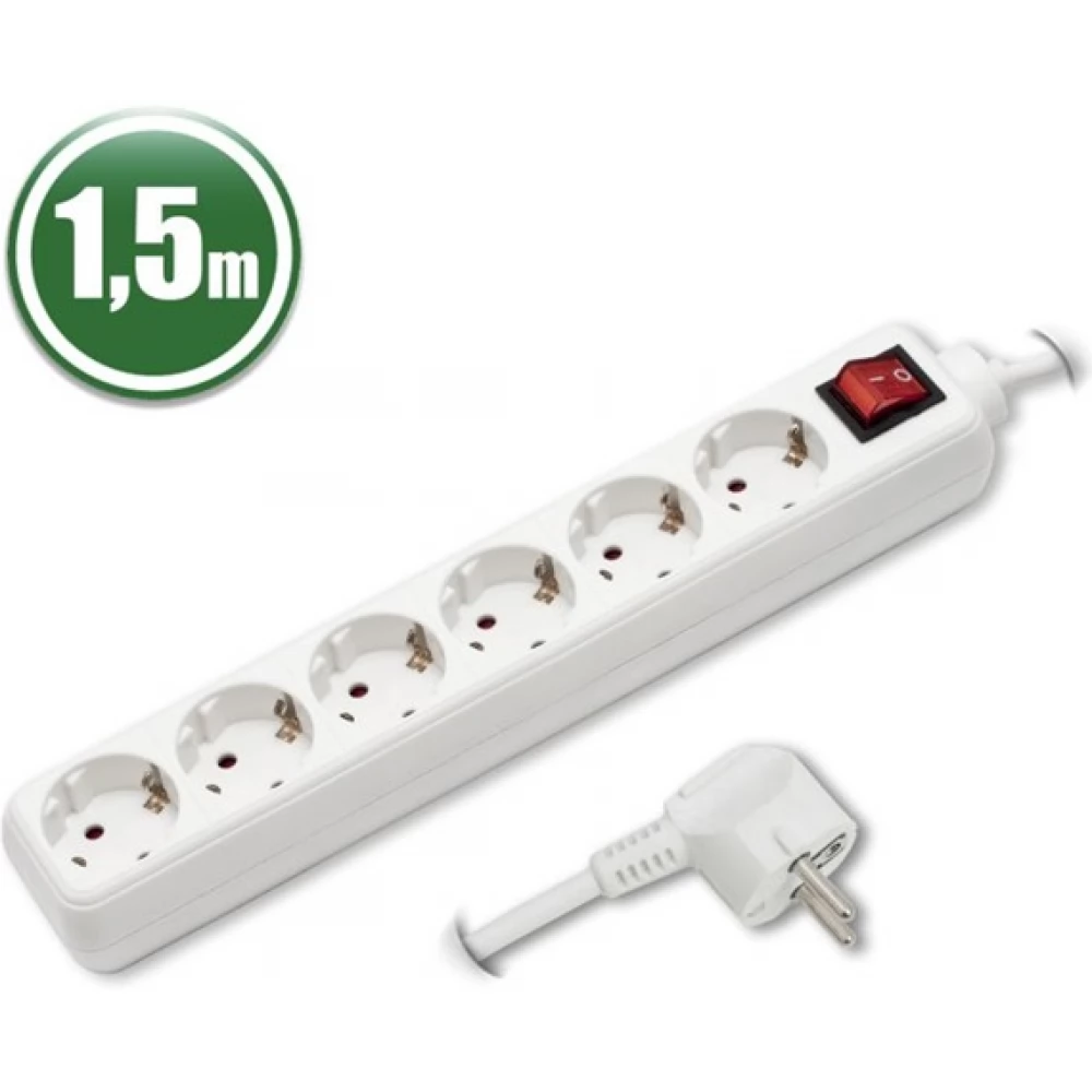 Elektromos 6 aljzat elosztó 1.5m kapcsolós - iPon.hu