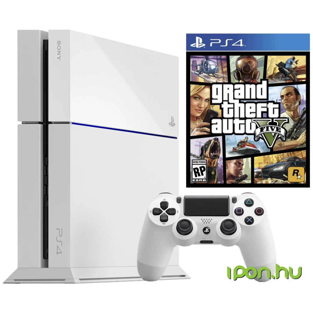 SONY Playstation 4 500GB white + GTA 5 - Grand Theft Auto V - iPon