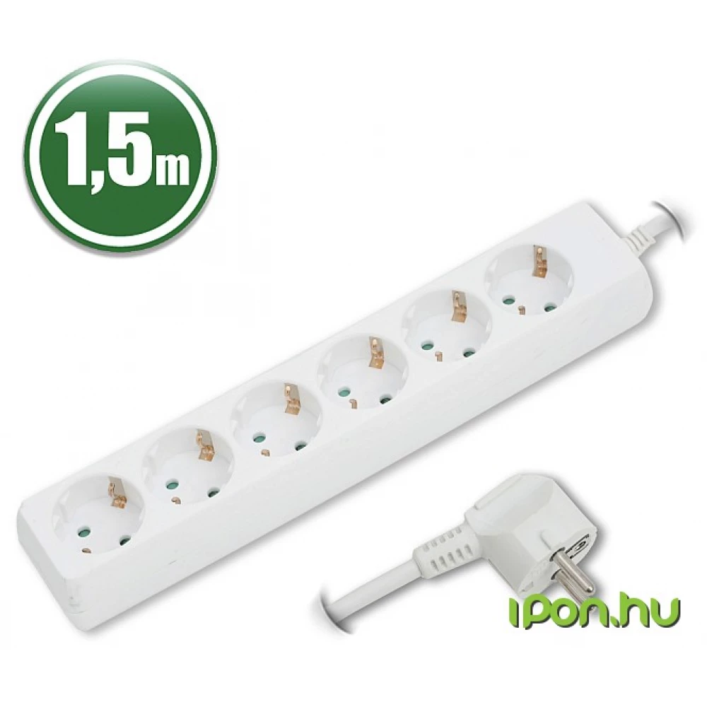 DELIGHT Elektromos 6 aljzat elosztó 1.5m - iPon.hu