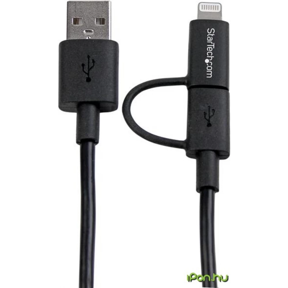 STARTECH USB Lightning und Micro USB Transformator Schwarz 1m LTUB1MBK