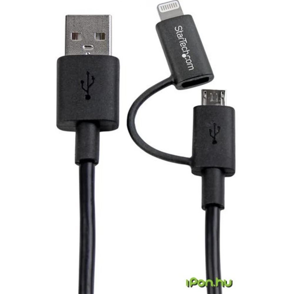 STARTECH USB Lightning und Micro USB Transformator Schwarz 1m LTUB1MBK