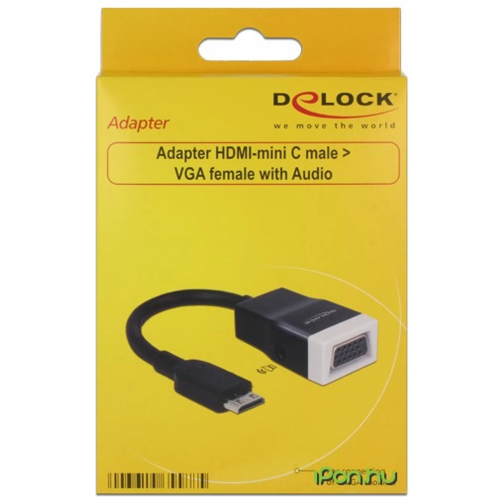 DELOCK VGA/D-Sub + JACK Mini HDMI transformator Crno 15cm 65588