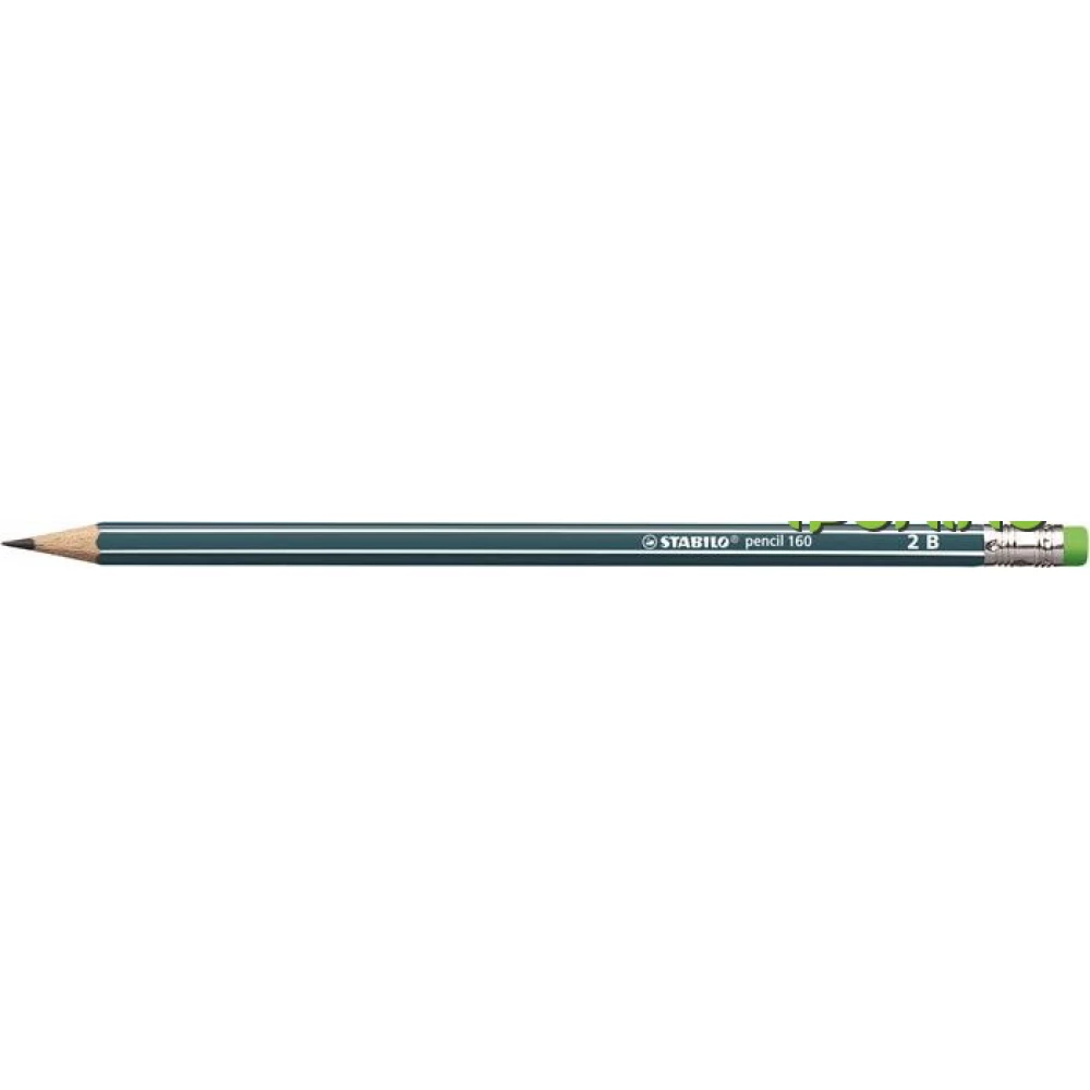 STABILO Bleistift Radiergummi 2B sechseckig neon Stiftkörper 160 Olive