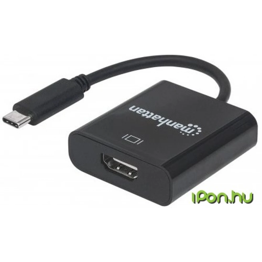 MANHATTAN USB 3.1 Type C HDMI transformator Crno 8cm 151788