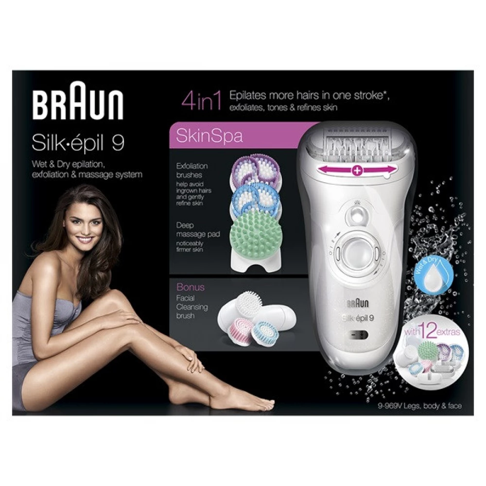 BRAUN 9-969V Silk-épil 9 SkinSpa Wet and Dry epilator Beauty Set