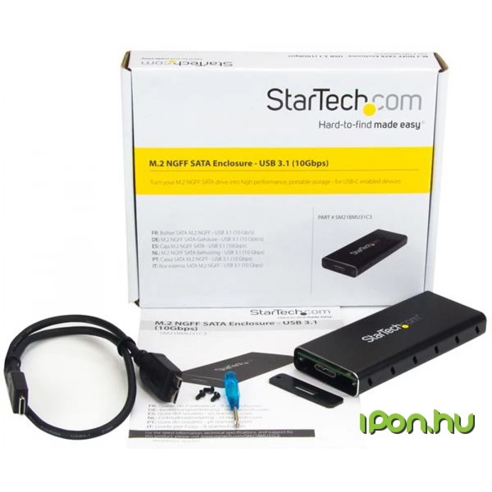 STARTECH SM21BMU31C3 M.2 NGFF SATA Enclosure USB 3.1 iPoncomp