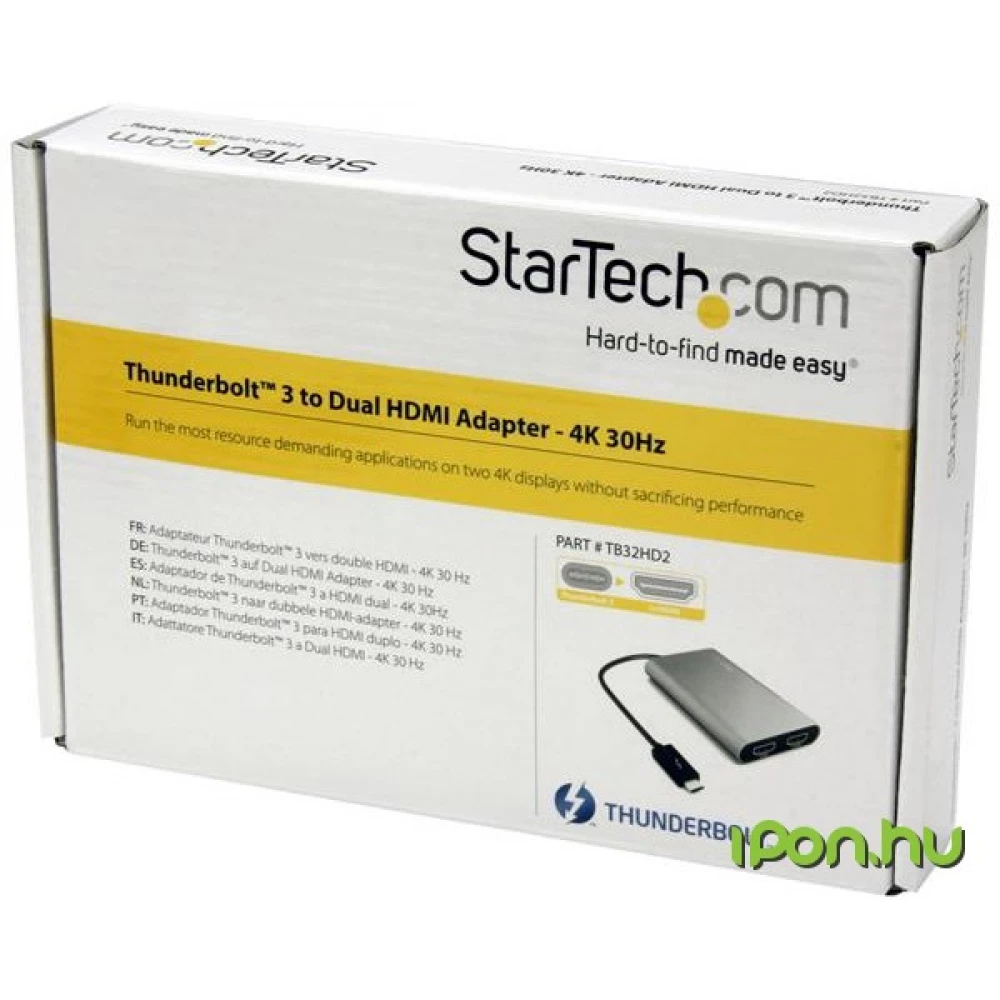 STARTECH Thunderbolt 3 HDMI transformator Srebro 10cm TB32HD24K60