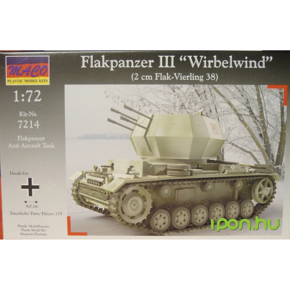 MACO 1/72 Flakpanzer III Wirbelwind protuavionski tank vojni vozilo model MACO 1/72 Flakpanzer III Wirbelwind protuavionski tank vojni vozilo model