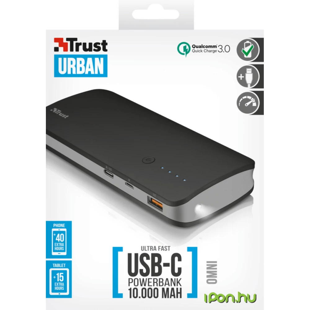 TRUST Omni Ultra Fast 10000mAh Powerbank with USB-C - iPon - hardware and software news, reviews,