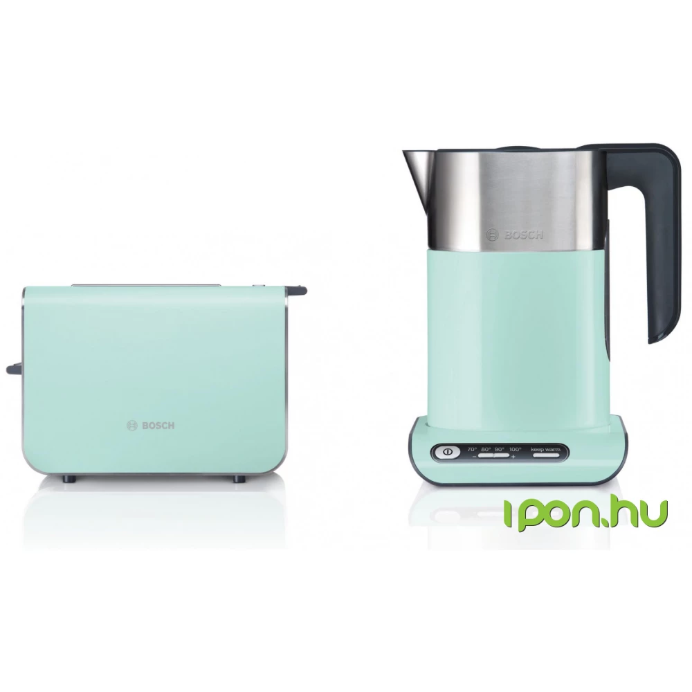 BOSCH TAT8612 Styline compact toaster rust free steel plastic turcoise iPoncomp