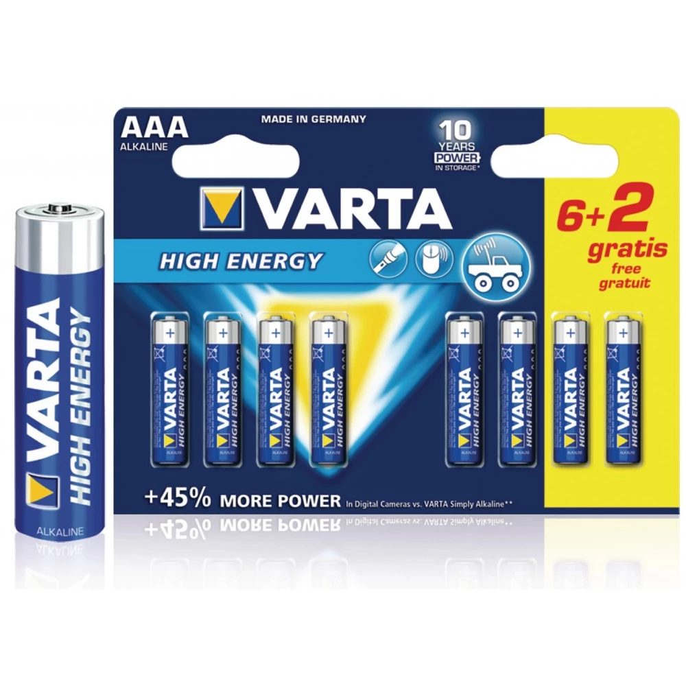 VARTA High Energy mikro olovka element (AAA) 6+2kom