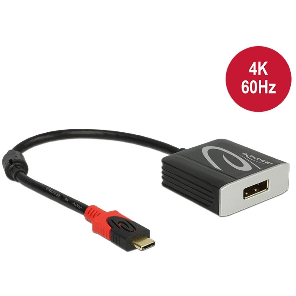 DELOCK USB 2.0 Type C DisplayPort 1.2/1.2a transformator Crno 20cm 63312 DELOCK USB 2.0 Type C DisplayPort 1.2/1.2a transformator Crno 20cm 63312