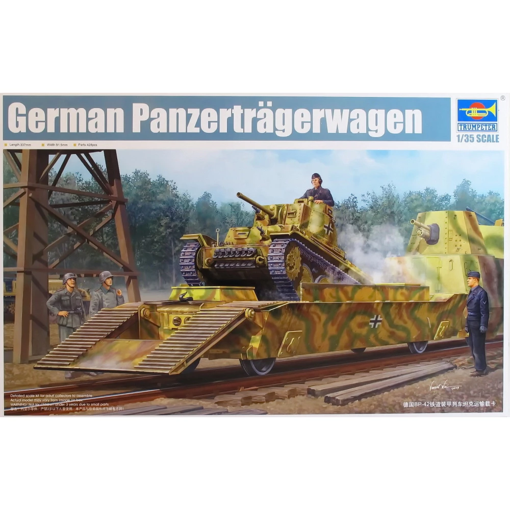 TRUMPETER 1/35 Panzertragerwagen railway car and tank