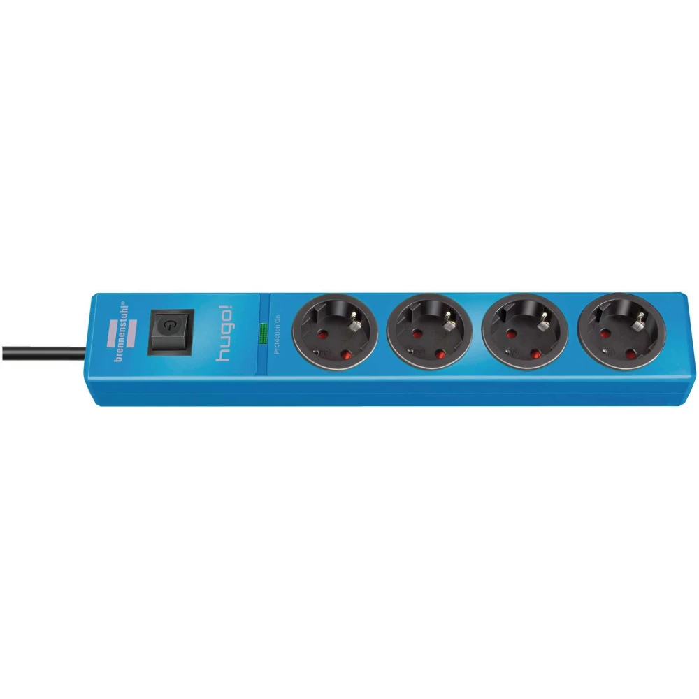 BRENNENSTUHL hugo! 19.500A Over voltage anti protection has automata socket 4 space for plugs blue 2m H05VV-F 3G1.5