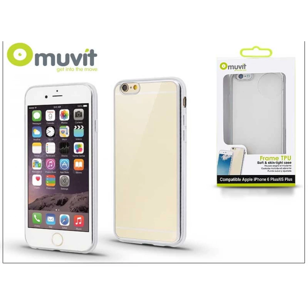 MUVIT Frame TPU hátlaptok iPhone 6 Plus/6s Plus átlátszó-ezüst