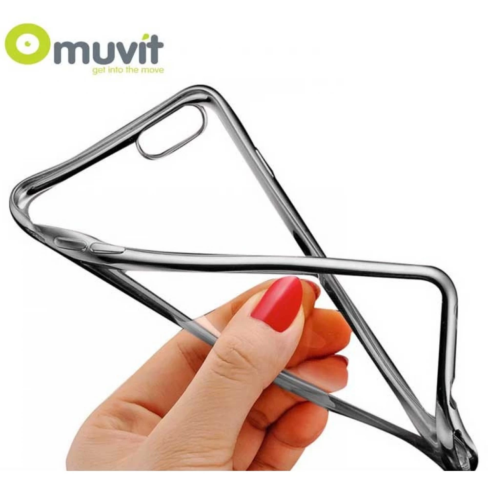 MUVIT Frame TPU hátlaptok iPhone 6 Plus/6s Plus átlátszó-ezüst