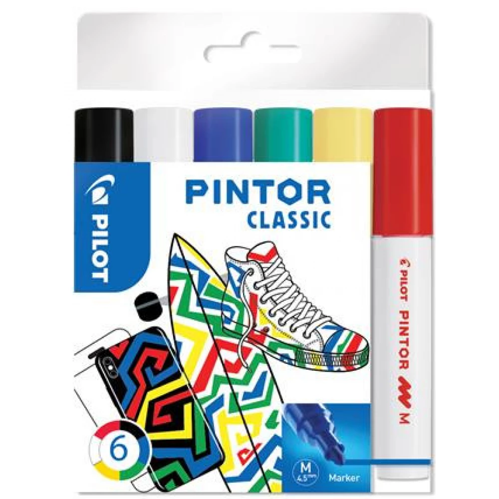 PILOT Pintor M Dekormarker készlet 1.4 mm 6 különböző klasszikus szín PILOT Pintor M Dekormarker készlet 1.4 mm 6 különböző klasszikus szín