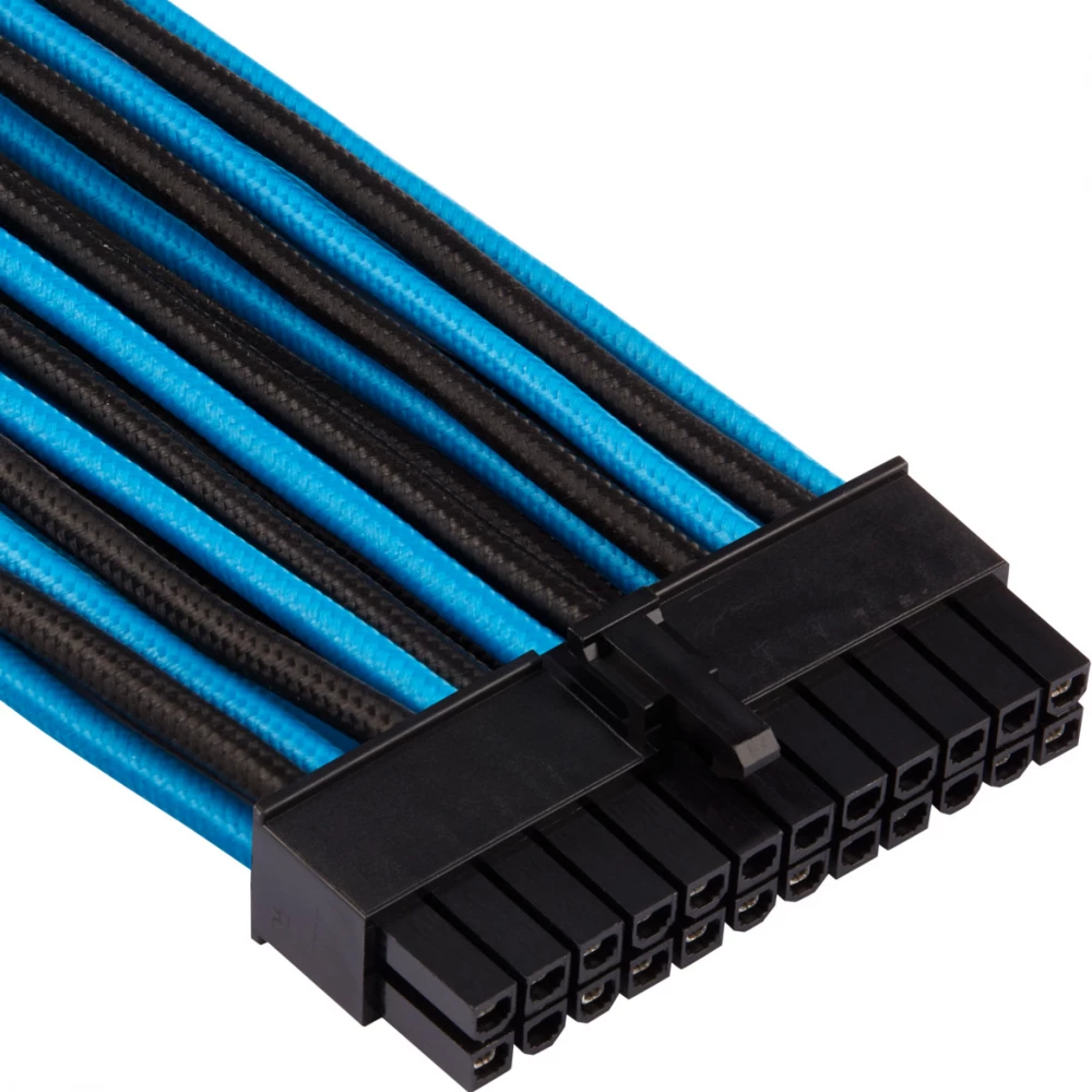 CORSAIR Premium Individually Sleeved Starter Energieversorgung Kabel Kit Typ 4 Gen 4 8-teilig - Blau / schwarz