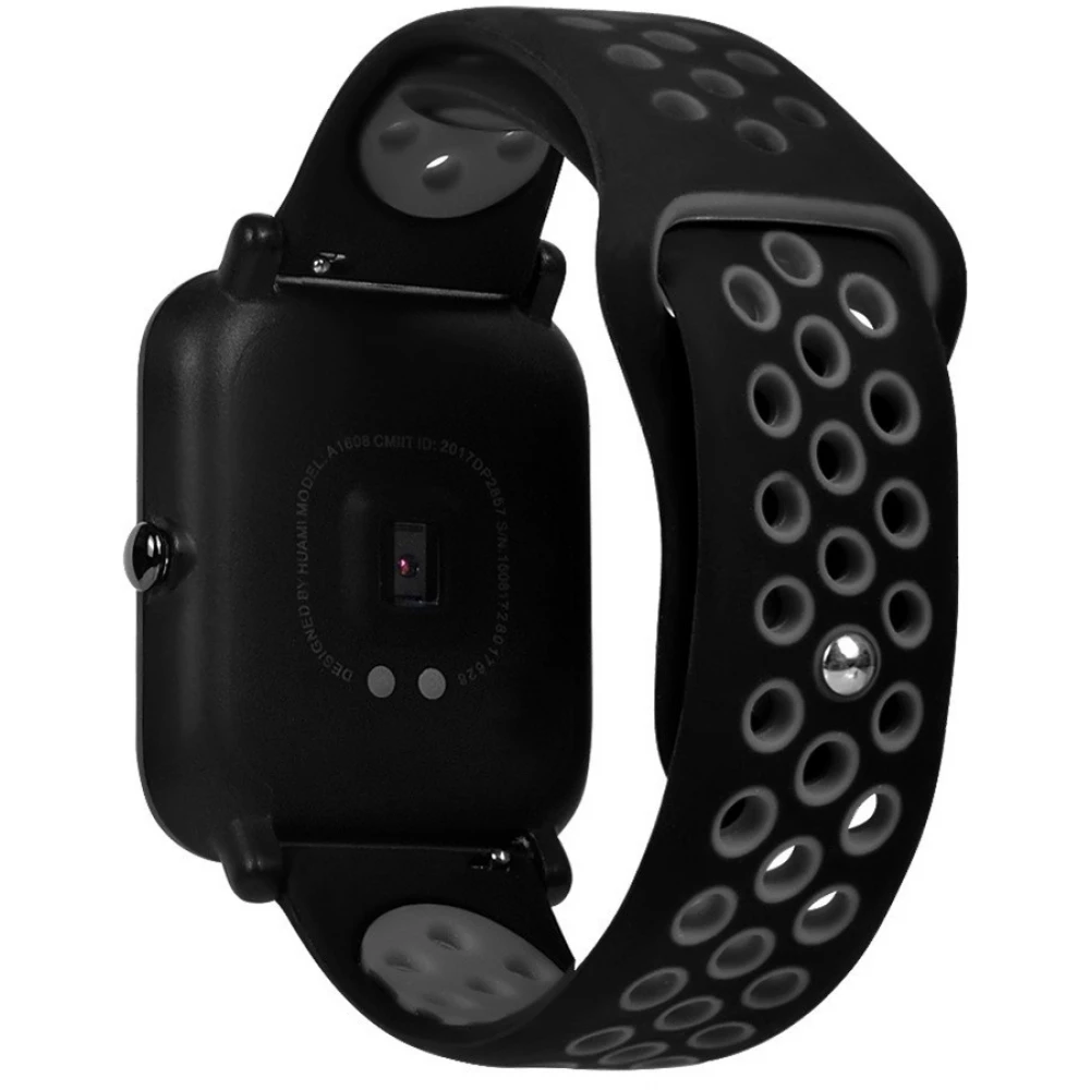 Cósmico Aniquilar Satisfacer AMAZFIT Bip swappable silicone sport watch strap Nike hermes 20mm  black-gray porous - iPon - hardware and software news, reviews, webshop,  forum