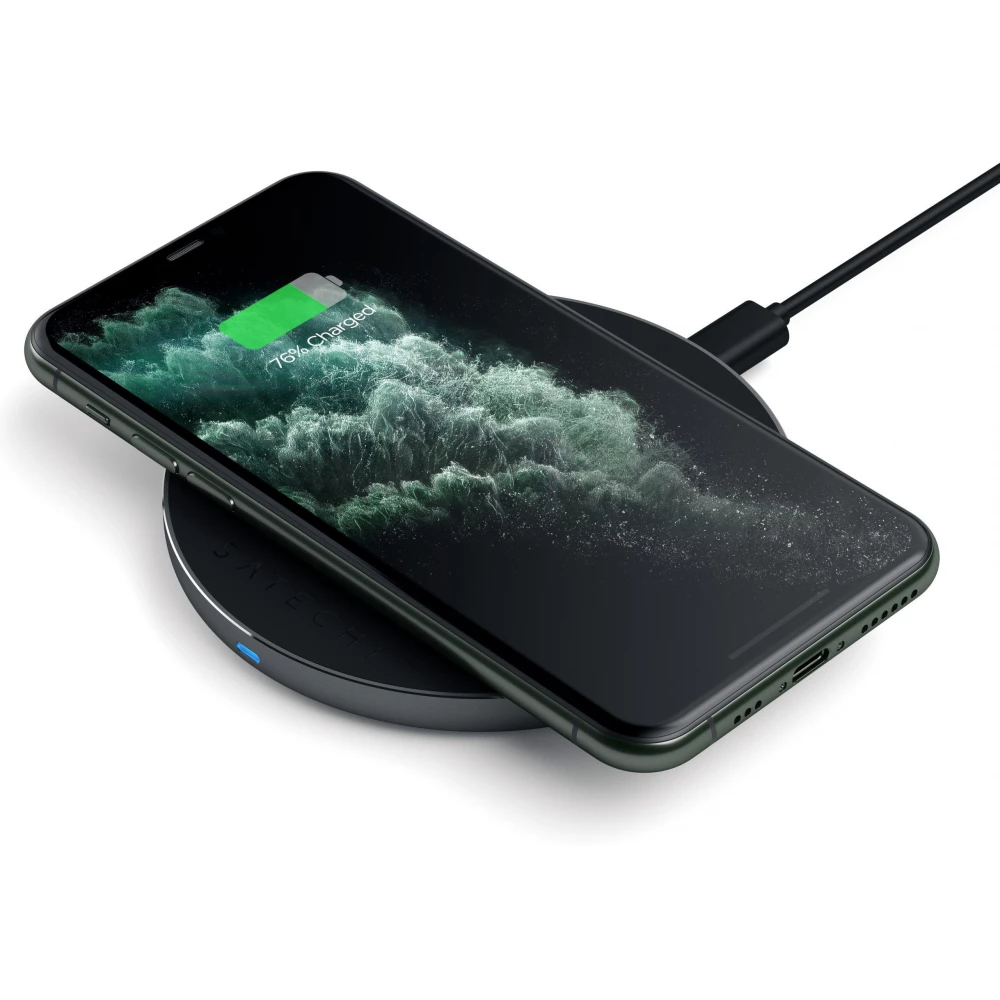 SATECHI Aluminum Wireless Charger USB-C PD QC Black asztroszürke SATECHI Aluminum Wireless Charger USB-C PD QC Black asztroszürke