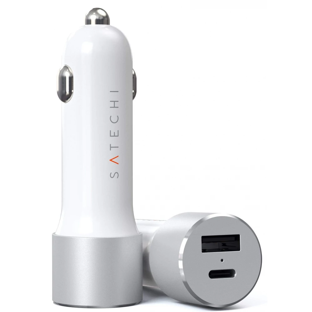 SATECHI Vozač punjač USB+USB-C PD 72W bijelo-srebrna SATECHI Vozač punjač USB+USB-C PD 72W bijelo-srebrna