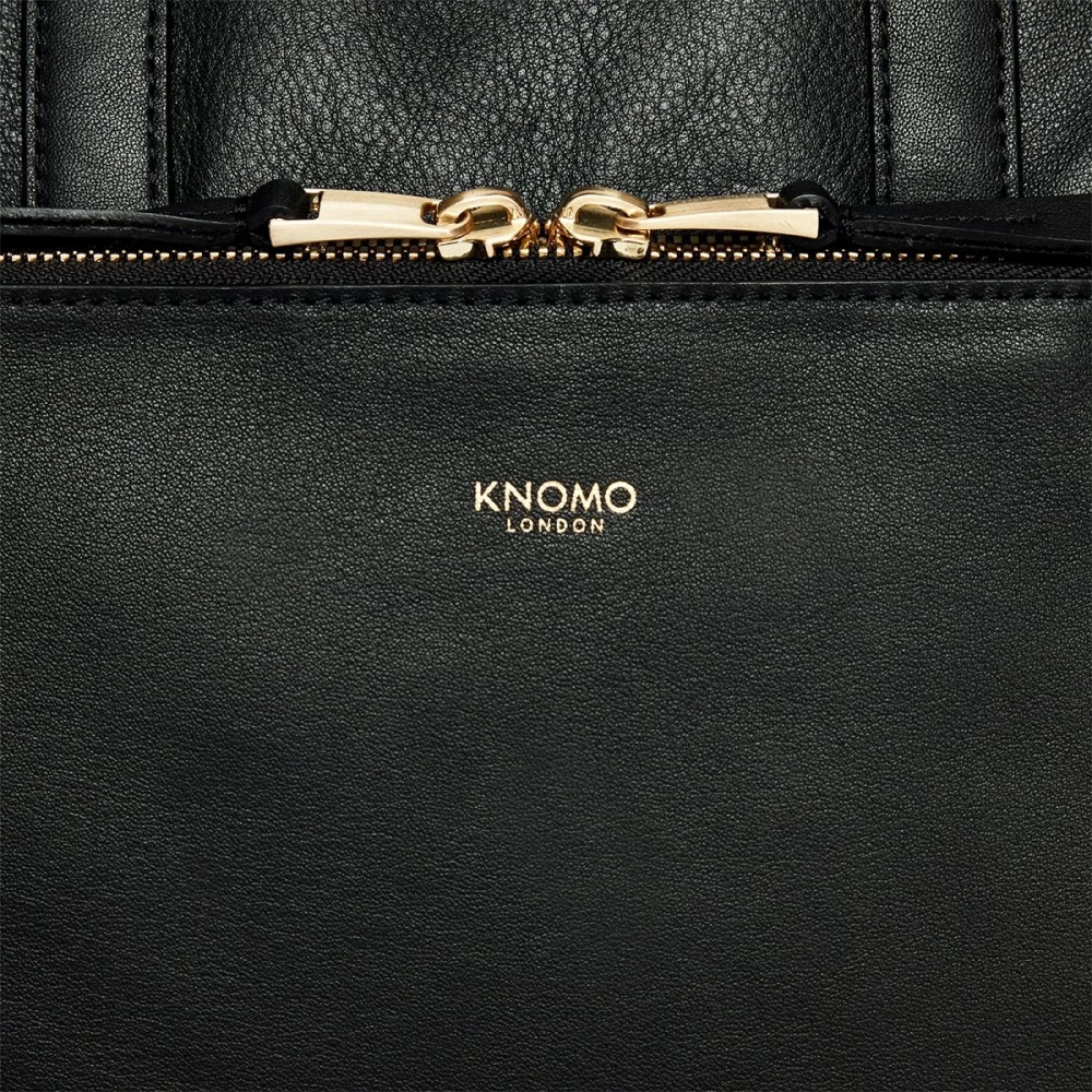 KNOMO Harewood Leather Laptop Tote Backpack 15 black gold iPoncomp