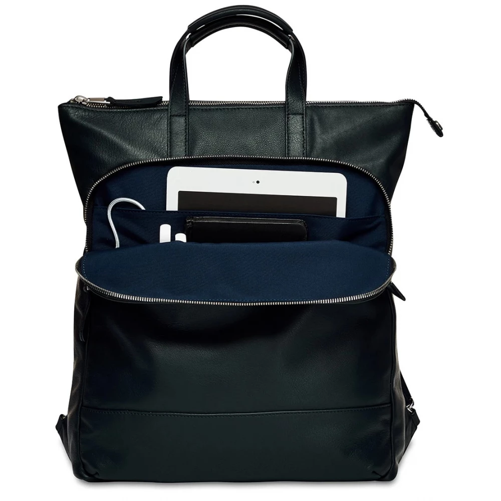 KNOMO Harewood Leather Laptop Tote Backpack 15 dark blue iPoncomp