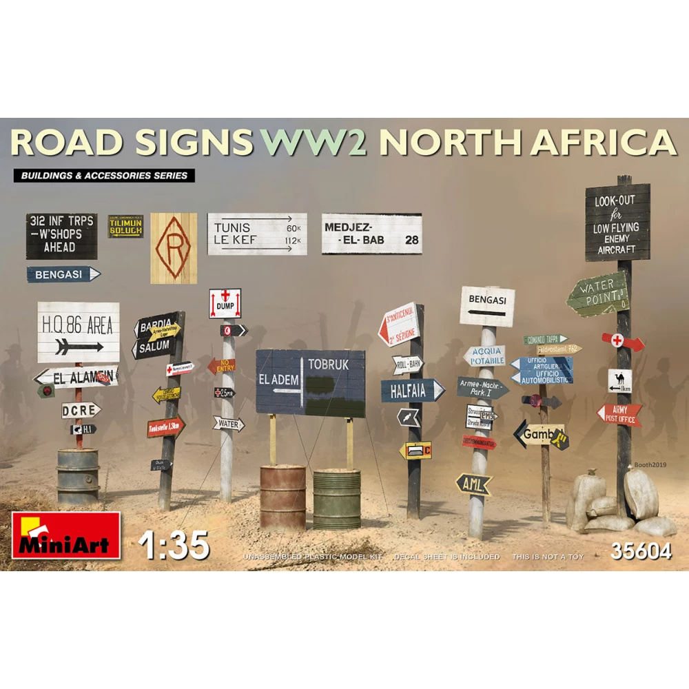MINIART 1/35 Zweite Zweiter Weltkrieg Strassenmarkierungen Lager - Norden Afrika Militär- model zusätzlich