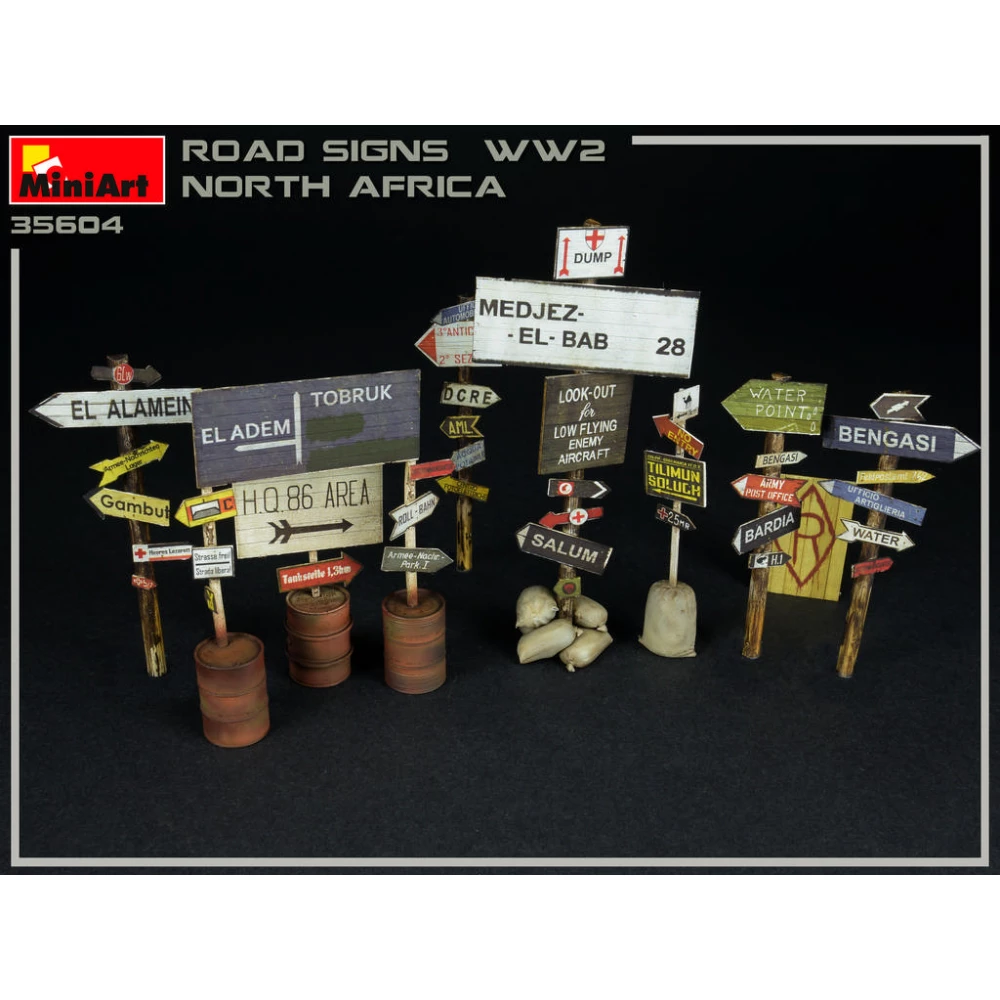 MINIART 1/35 Second world war II road markings stock - North Afrika military model accessory