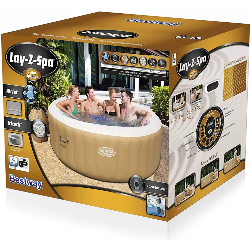 BESTWAY 54129 Lay-Z-Spa Palm Springs AirJet Heated 6 personal Jacuzzi -  iPon - hardware and software news, reviews, webshop, forum | Swimmingpools