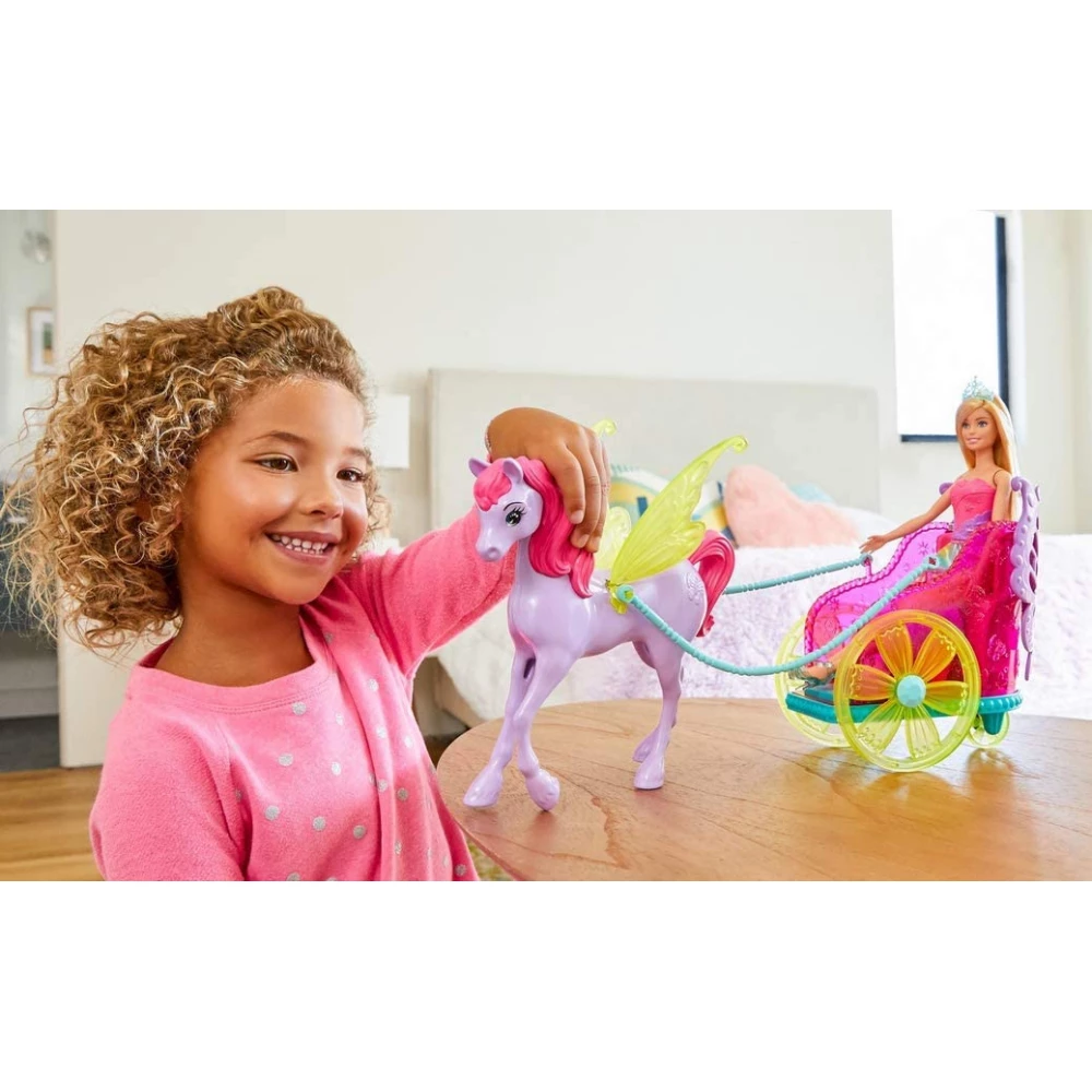 BARBIE GJK53 Dreamtopia Princess Doll Pegasus and Butterfly Chariot
